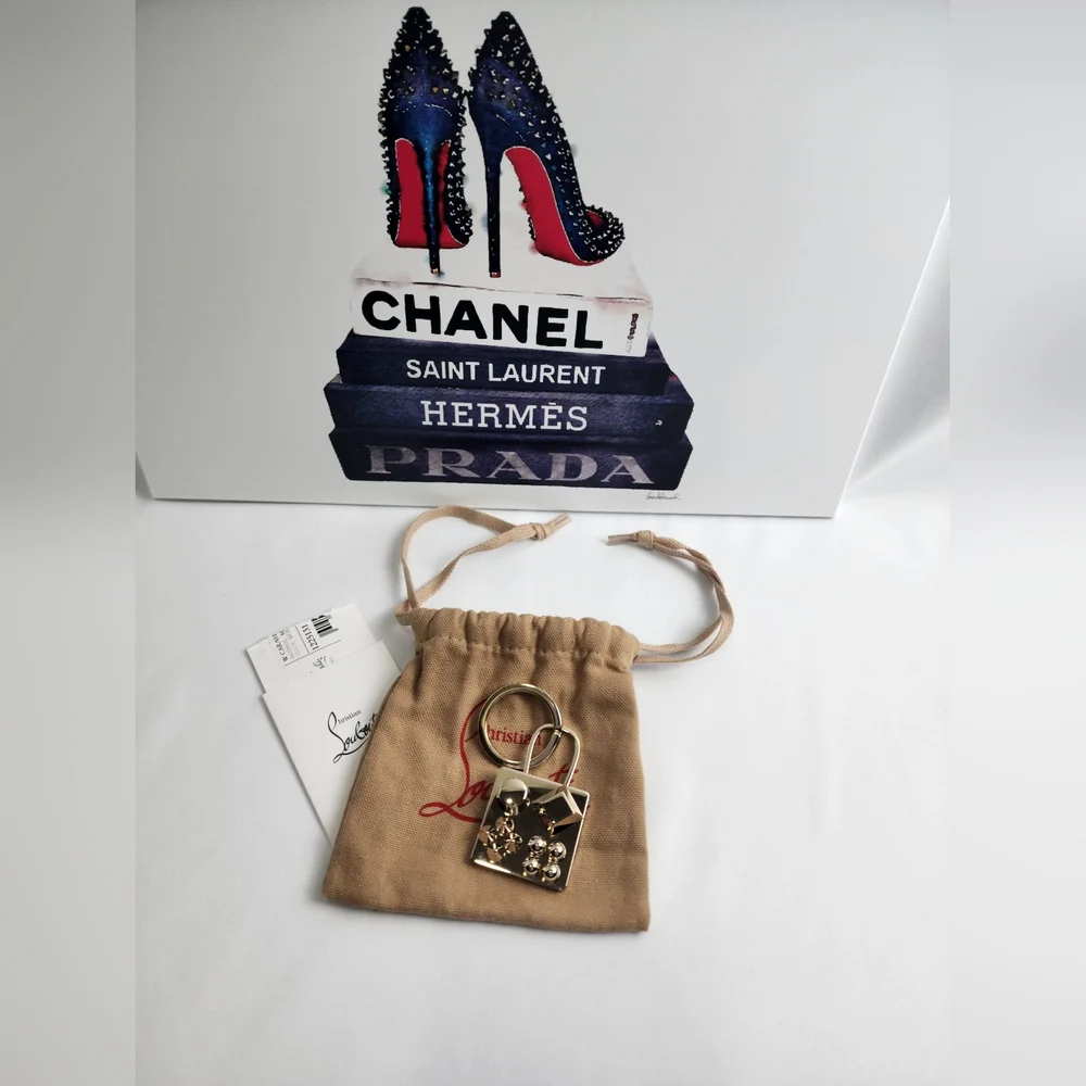 Authentic Christian Louboutin Gold Spike Keychain New